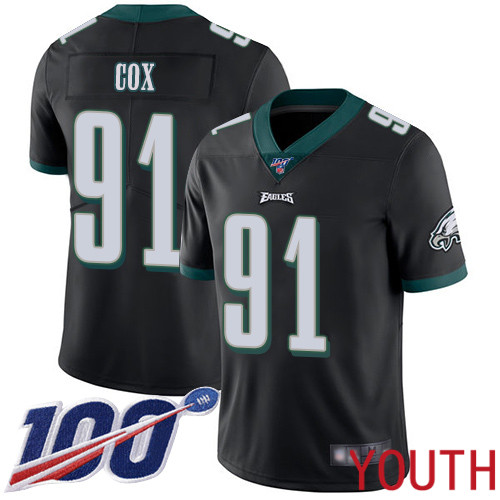 Youth Philadelphia Eagles #91 Fletcher Cox Black Alternate Vapor Untouchable NFL Jersey Limited Player->youth nfl jersey->Youth Jersey